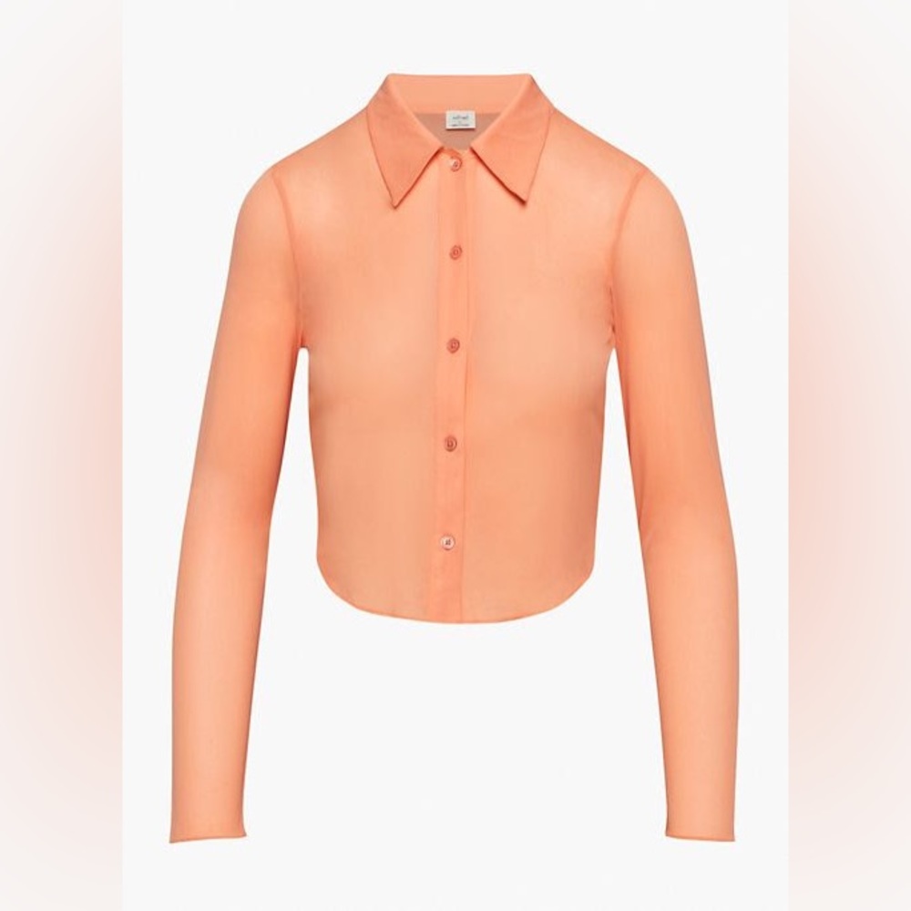 Wilfred Aritzia Pose Waist Longsleeve Button-Up Size Large Peach